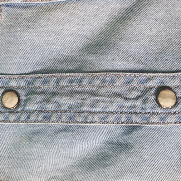 Size XL 44-47" Vintage Light Blue Short Sleeve Denim Shirt - Picture 5 of 9